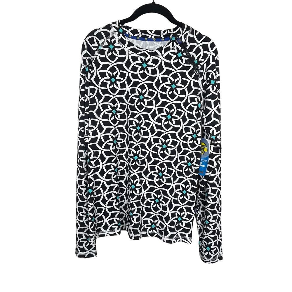 NWT Banana Boat Women's Rash Guard Style BB220 Print 15 Top Long Sleeve‎ Size XL